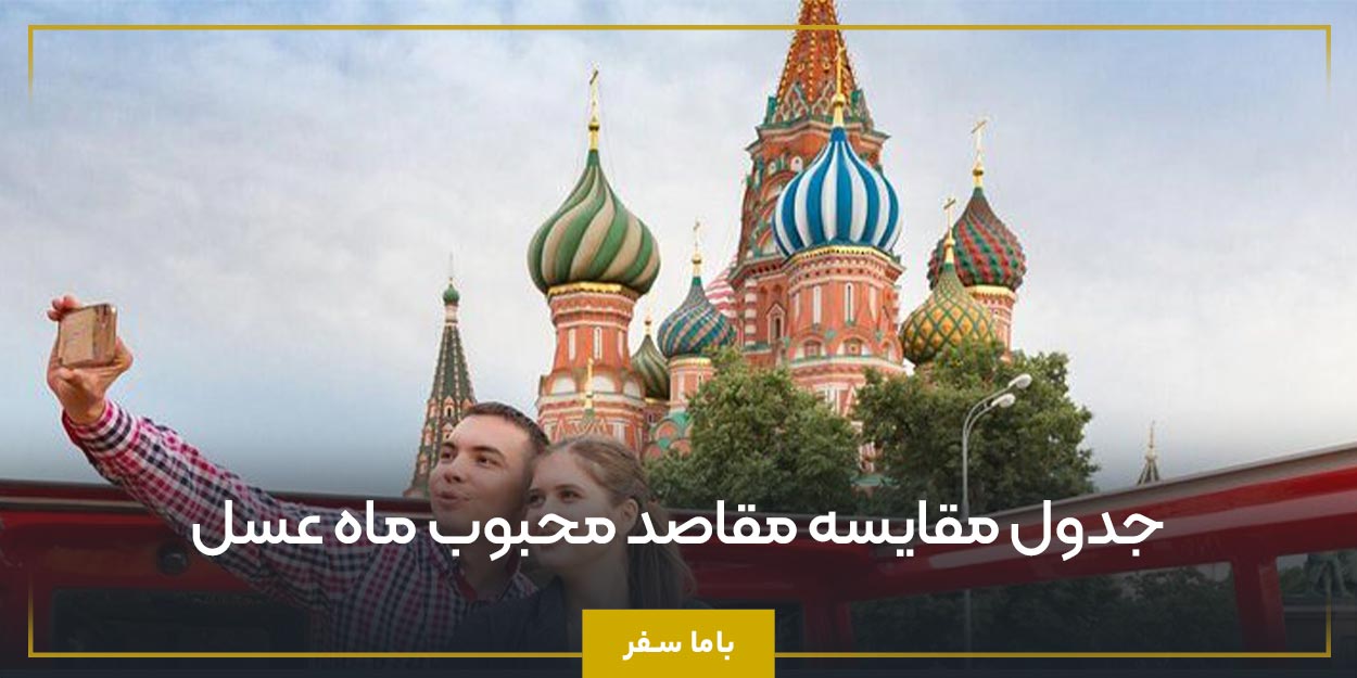جدول مقایسه مقاصد محبوب ماه عسل
